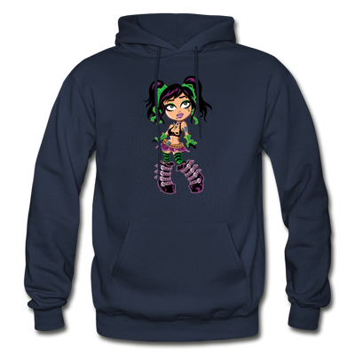 Cartoon Girl Hoodie - navy