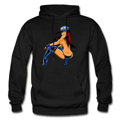 Hot Girl Cartoon Hoodie - black