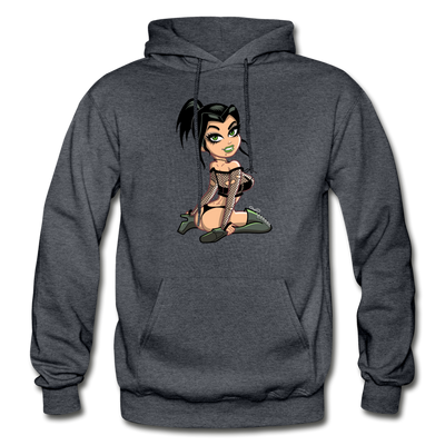 Hot Girl Cartoon Hoodie - charcoal gray