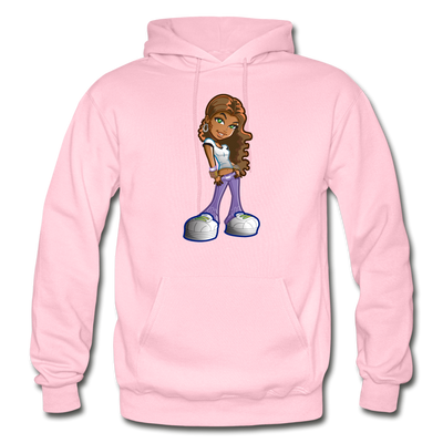 Cartoon Girl Hoodie - light pink