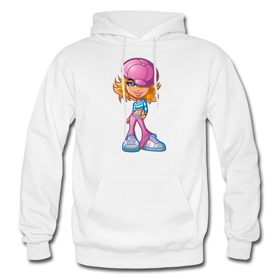 Cartoon Girl Hoodie - white