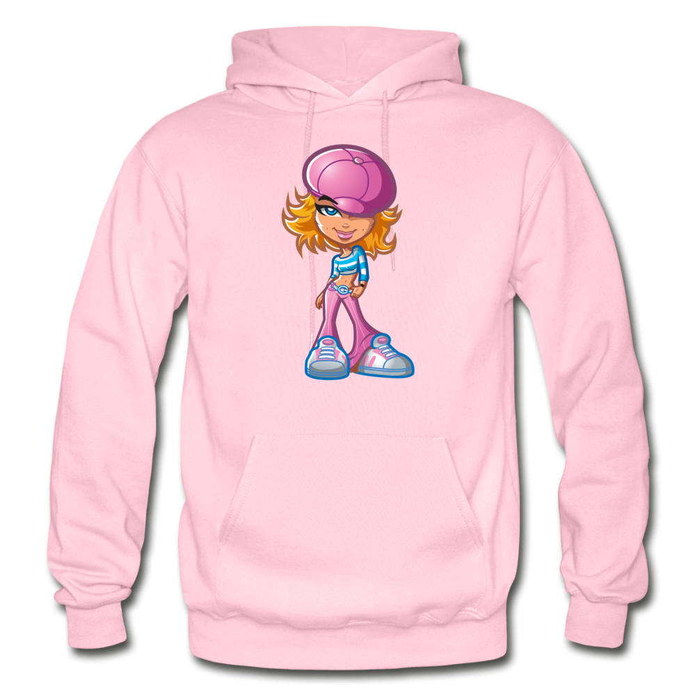 Cartoon Girl Hoodie - light pink