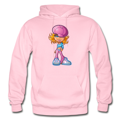 Cartoon Girl Hoodie - light pink