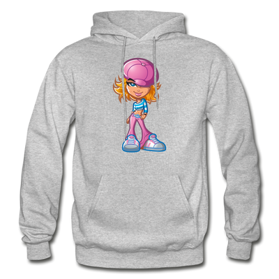 Cartoon Girl Hoodie - heather gray