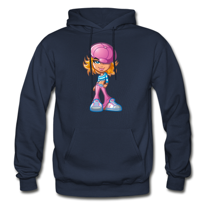 Cartoon Girl Hoodie - navy