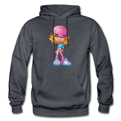 Cartoon Girl Hoodie - charcoal gray