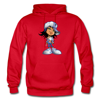 Cartoon Girl Hoodie - red