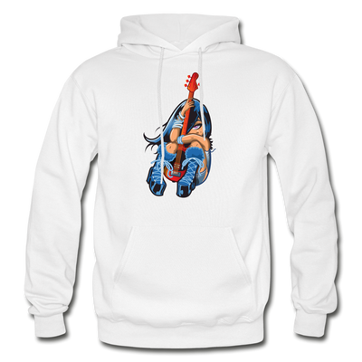 Guitar Girl Cartoon Hoodie - white