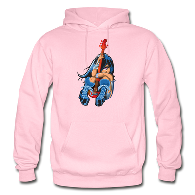 Guitar Girl Cartoon Hoodie - light pink