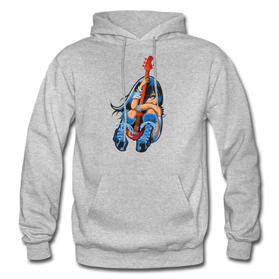 Guitar Girl Cartoon Hoodie - heather gray