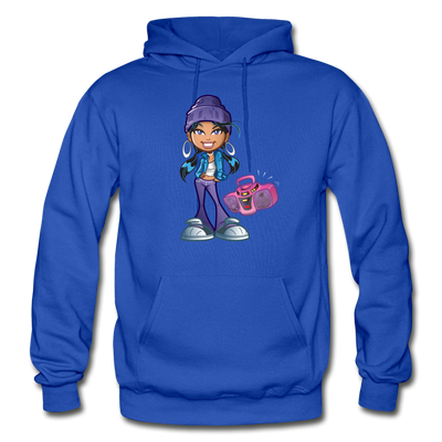 Boombox Girl Cartoon Hoodie - royal blue