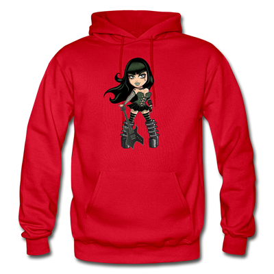 Guitar Girl Cartoon Hoodie - red