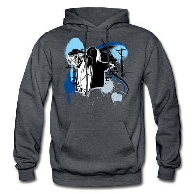 Abstract Hip Hop Hoodie - charcoal gray