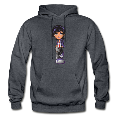 Cartoon Girl Hoodie - charcoal gray