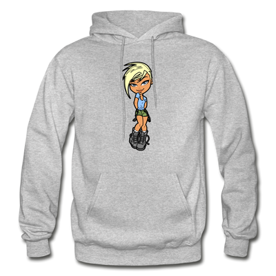 Cartoon Girl Hoodie - heather gray