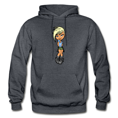 Cartoon Girl Hoodie - charcoal gray