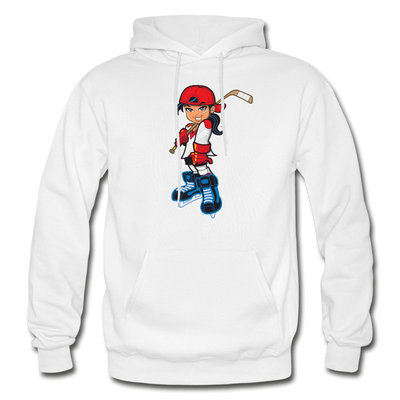 Hockey Girl Cartoon Hoodie - white