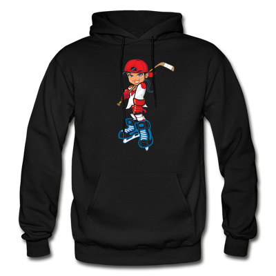 Hockey Girl Cartoon Hoodie - black