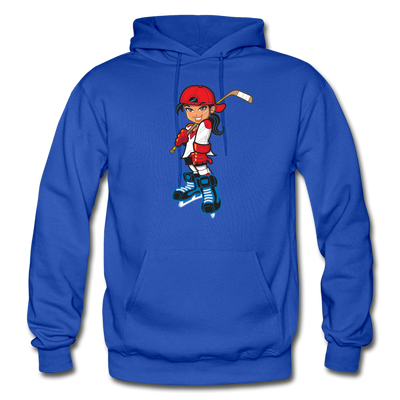 Hockey Girl Cartoon Hoodie - royal blue
