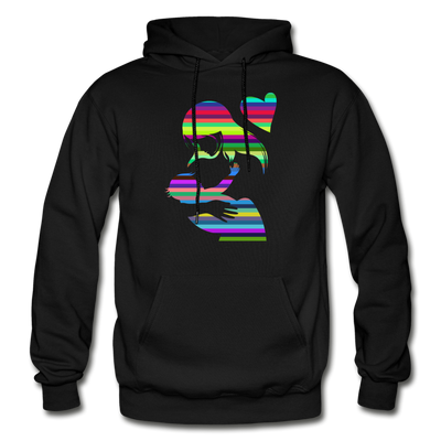 Colorful Abstract Stripes Mom & Baby Hoodie - black