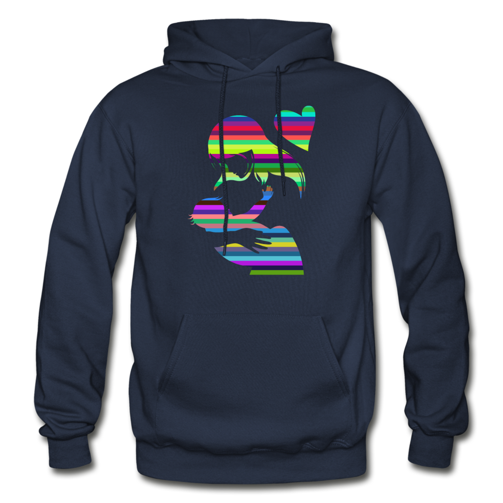 Colorful Abstract Stripes Mom & Baby Hoodie - navy