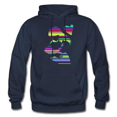 Colorful Abstract Stripes Mom & Baby Hoodie - navy