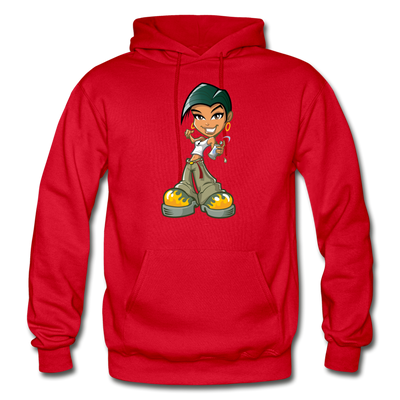Cartoon Girl Hoodie - red