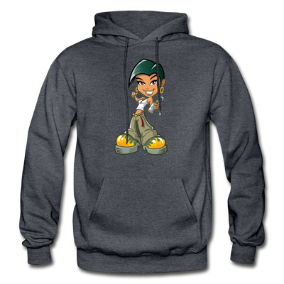 Cartoon Girl Hoodie - charcoal gray