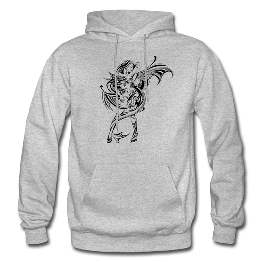 Tribal Maori Dragon Girl Hoodie - heather gray