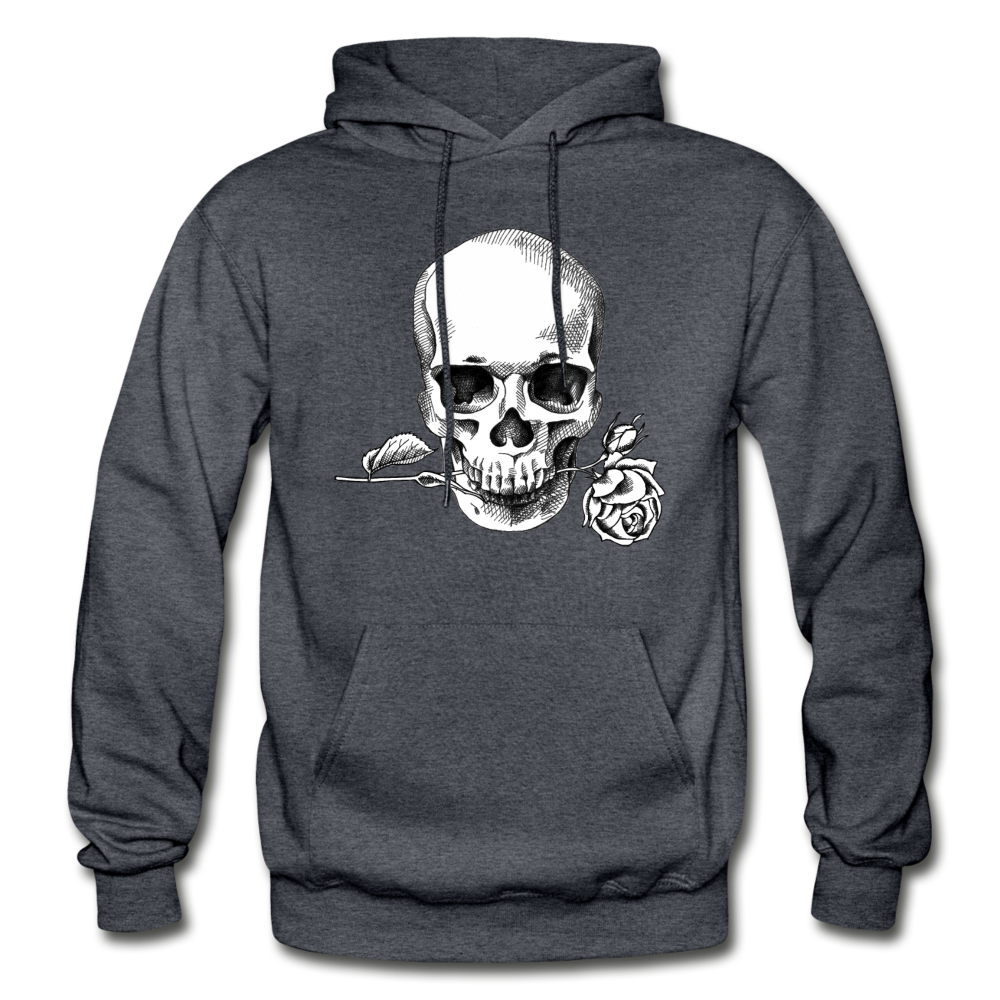 Skull Rose Hoodie - charcoal gray