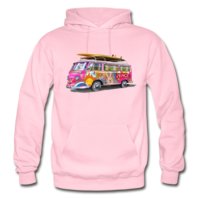 Colorful Hippie Bus Hoodie - light pink