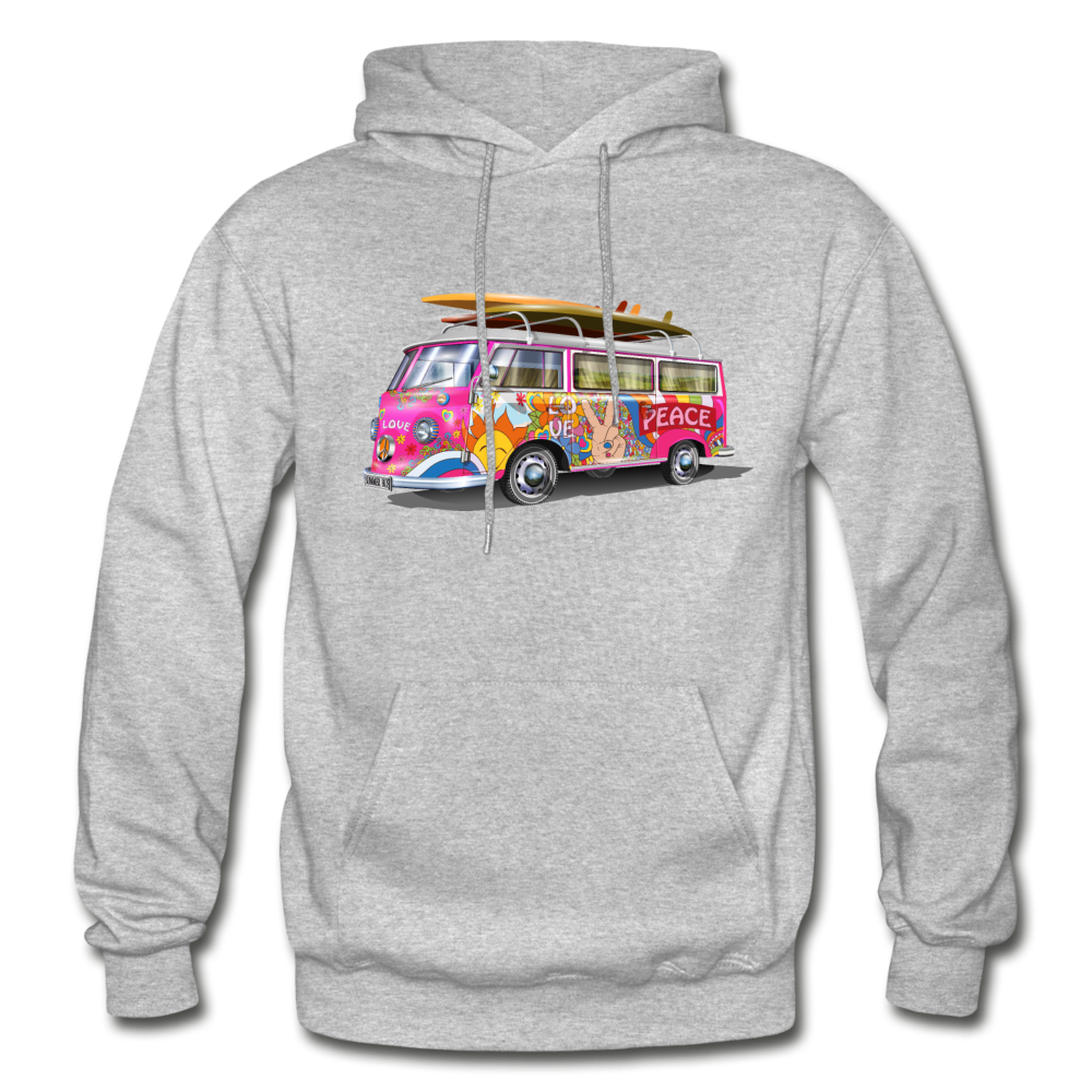 Colorful Hippie Bus Hoodie - heather gray