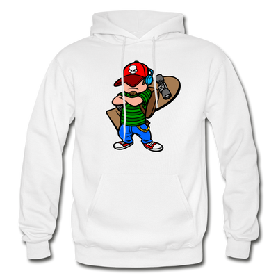 Skater Boy Cartoon Hoodie - white