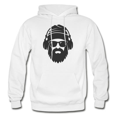 Bearded Man Headphones Hoodie - white
