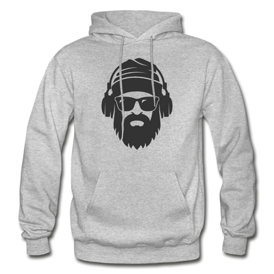 Bearded Man Headphones Hoodie - heather gray