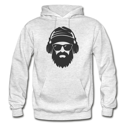 Bearded Man Headphones Hoodie - light heather gray