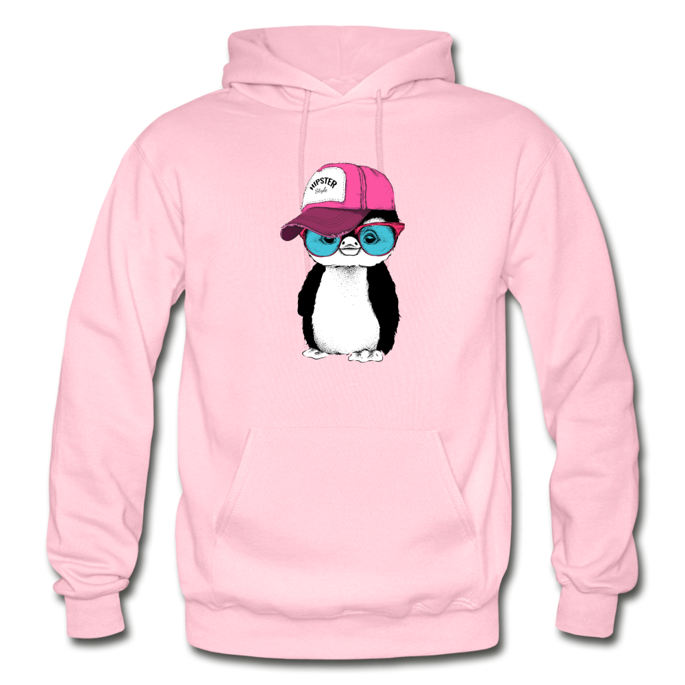 Hipster Penguin Hoodie - light pink
