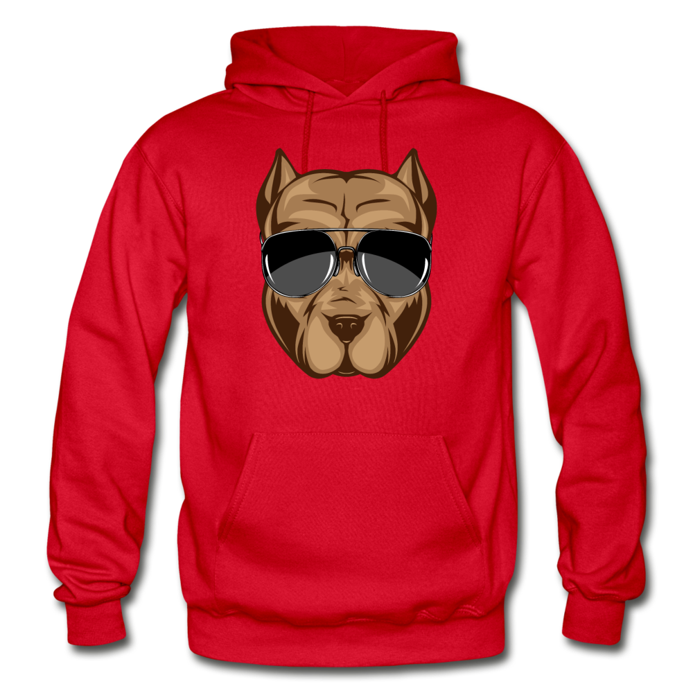 Cool Dog Sunglasses Hoodie - red
