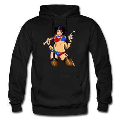 Badass Girl Cartoon Hoodie - black