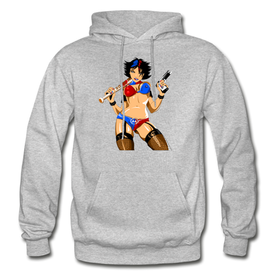 Badass Girl Cartoon Hoodie - heather gray