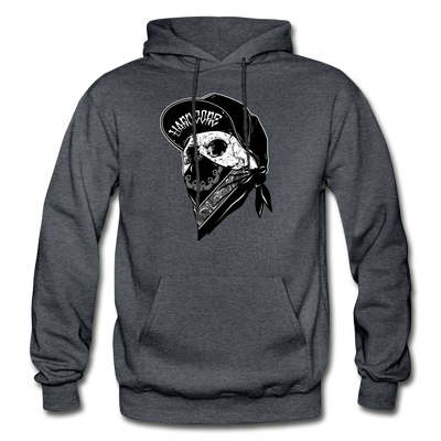 Hardcore Gangster Skull Hoodie - charcoal gray