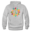 Floral Peace Sign Hoodie - heather gray