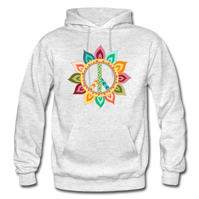 Floral Peace Sign Hoodie - light heather gray