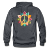 Floral Peace Sign Hoodie - charcoal gray