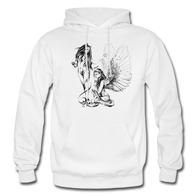 Tribal Maori Devil Angel Girls Hoodie - white