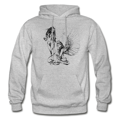 Tribal Maori Devil Angel Girls Hoodie - heather gray