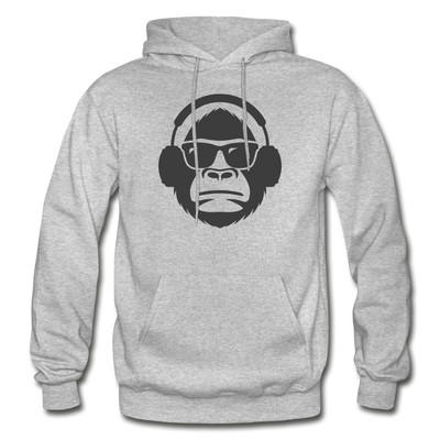 Monkey Headphones Hoodie - heather gray