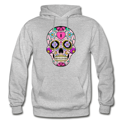 Colorful Sugar Skull Hoodie - heather gray