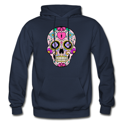 Colorful Sugar Skull Hoodie - navy