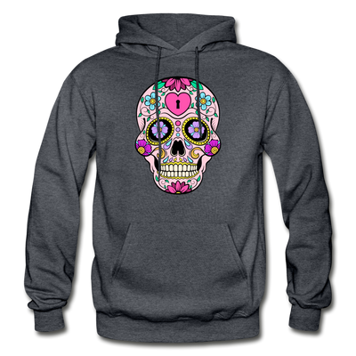 Colorful Sugar Skull Hoodie - charcoal gray